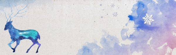 彩绘冬季抽象风景banner背景