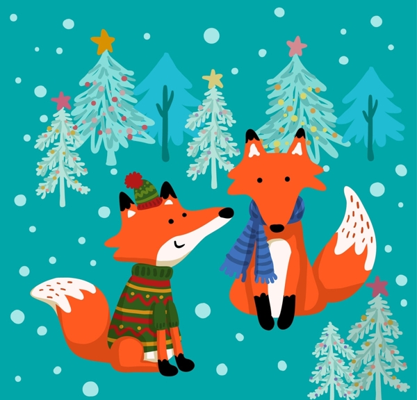 冬季狐狸插图