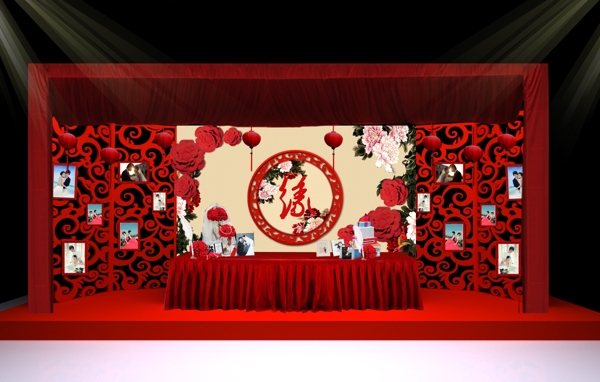 婚禮布置婚慶背景舞臺現(xiàn)場效果圖