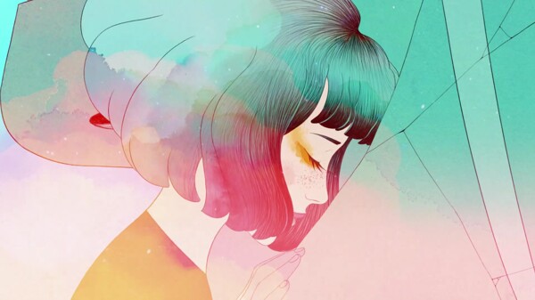 彩色少女插畫