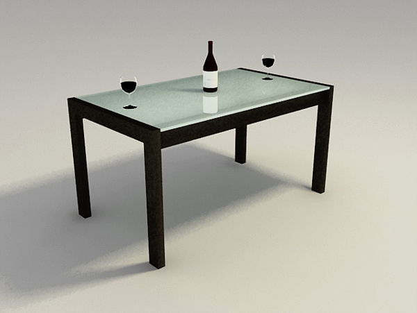 木質(zhì)玻璃桌子3D模型