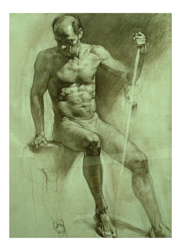 俄罗斯美术作品精品素描正面男人坐姿图片
