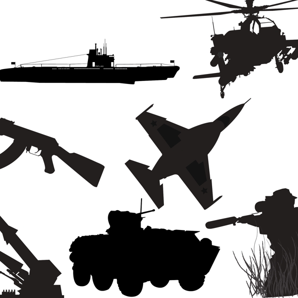 军事武器剪影系列矢量素材图片