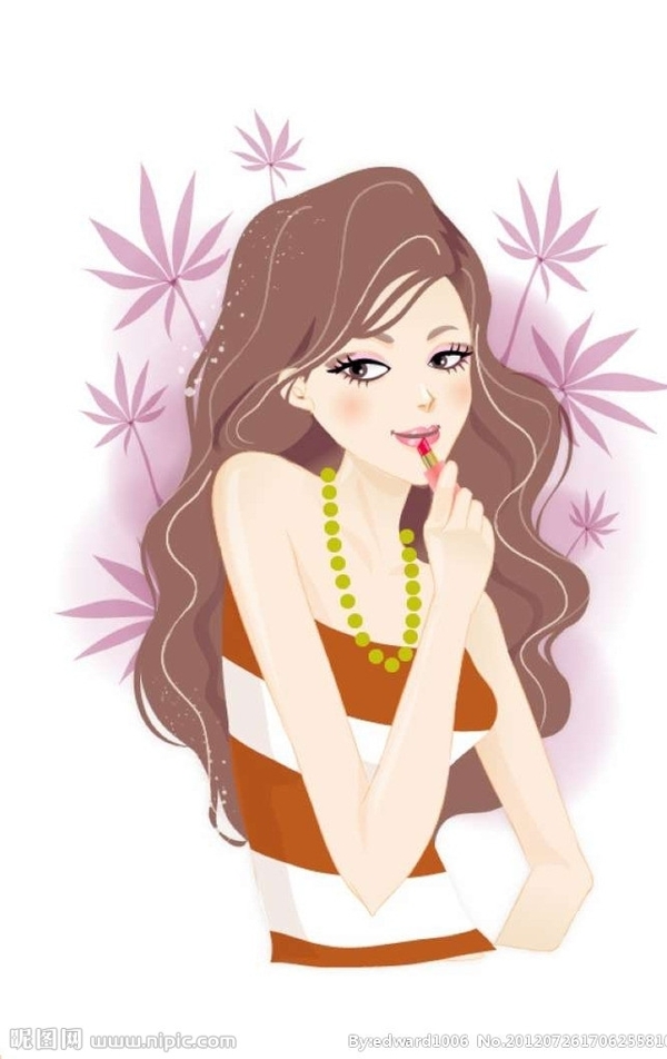 美女涂口紅圖片