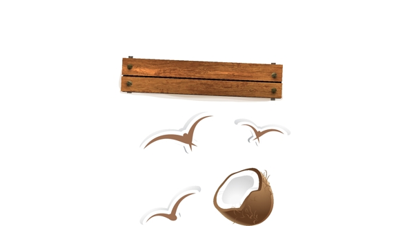 木板海鸥椰子图片