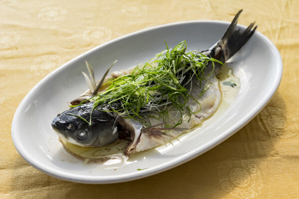 清蒸鲈鱼美食食材食物背景素材