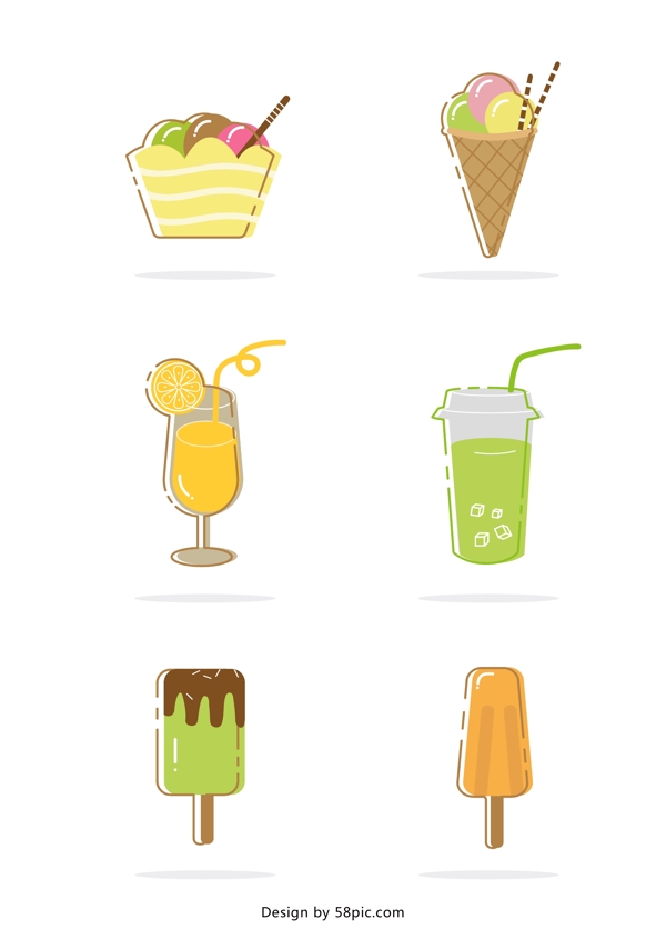 可爱卡通MBE夏天冰棒冰淇淋冷饮素材设计