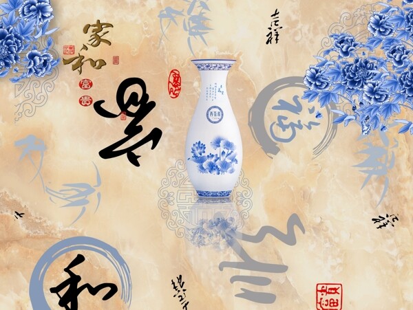 新中式背景墻