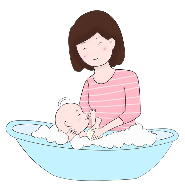 母亲节怀抱婴儿手绘插画