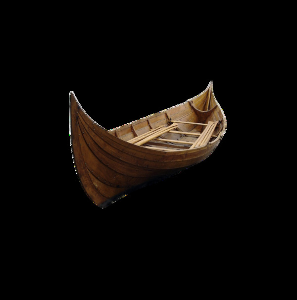 复古小木船png透明素材