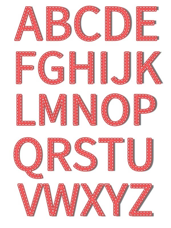 手绘水彩红色创意立体大写字母合集