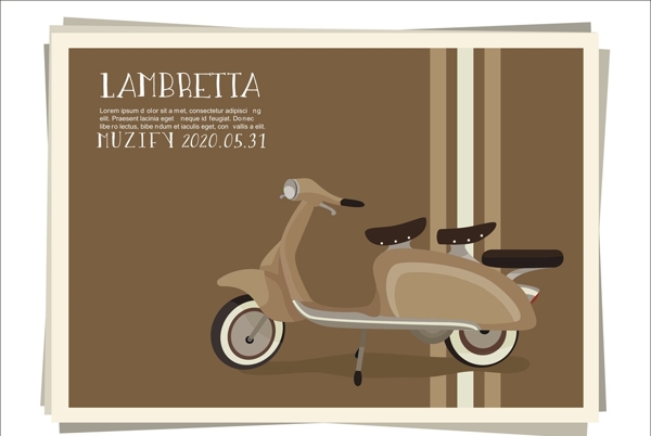 蓝贝塔咖啡色摩托车广告画