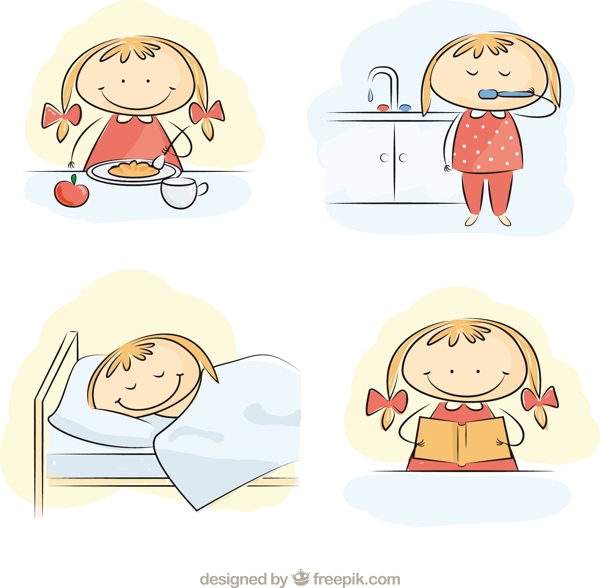 她早上的例行公事