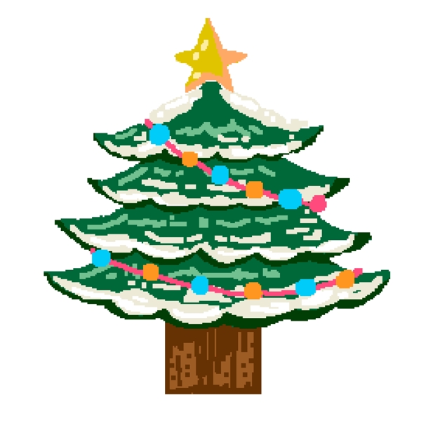 彩绘一棵圣诞树设计可商用元素