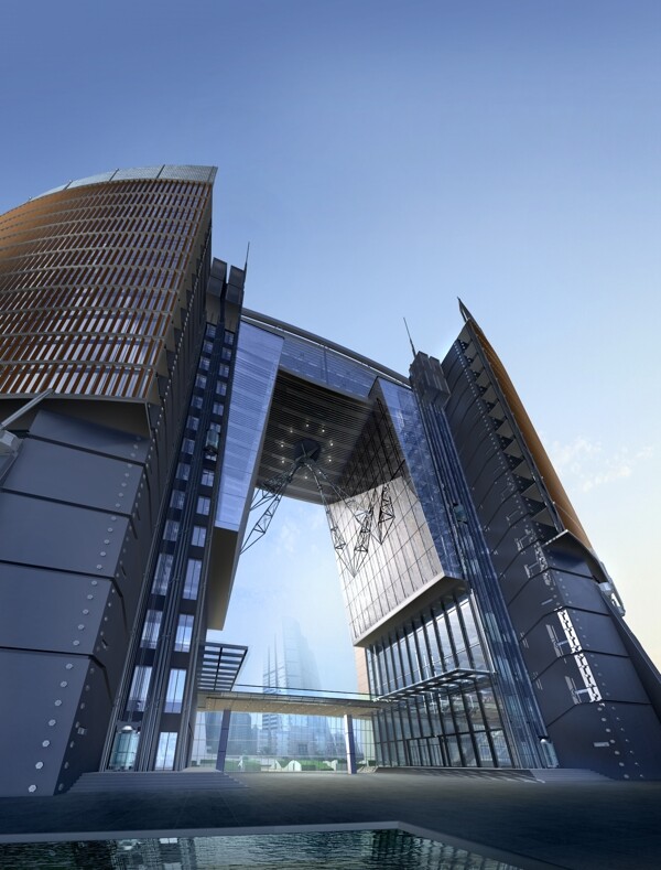 城市高层建筑物仰视图PSD分层素材
