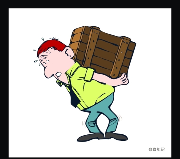 卡通男孩木材重貨物
