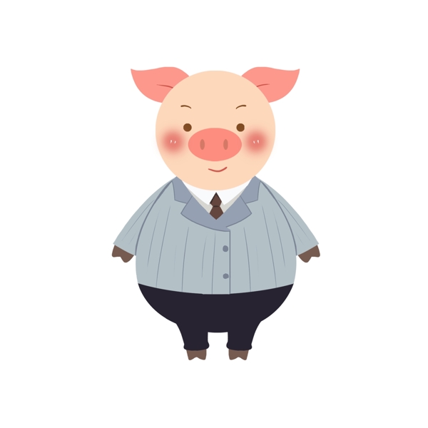 2019猪年卡通猪动物西服职业装商用元素