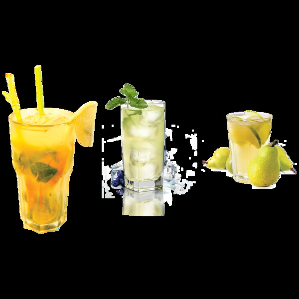 三杯柠檬饮料免抠png透明图层素材