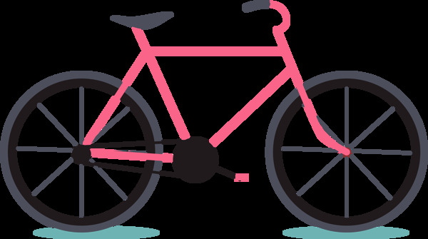 粉红色单车自行车插画免抠png透明素材