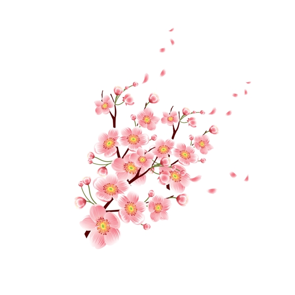 粉色花枝图案元素设计