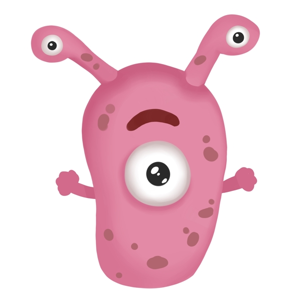 粉色的大眼睛细菌插画