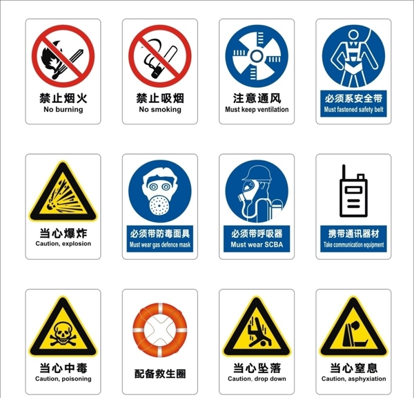各种矢量安全生产禁止指示牌