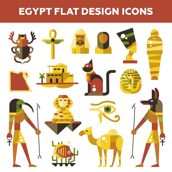矢量埃及平面设计图标