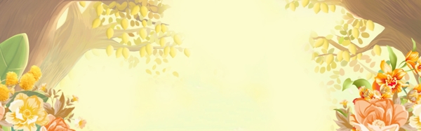 中國(guó)風(fēng)插畫(huà)黃色背景banner背景
