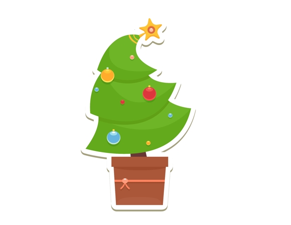 卡通绿植圣诞树元素