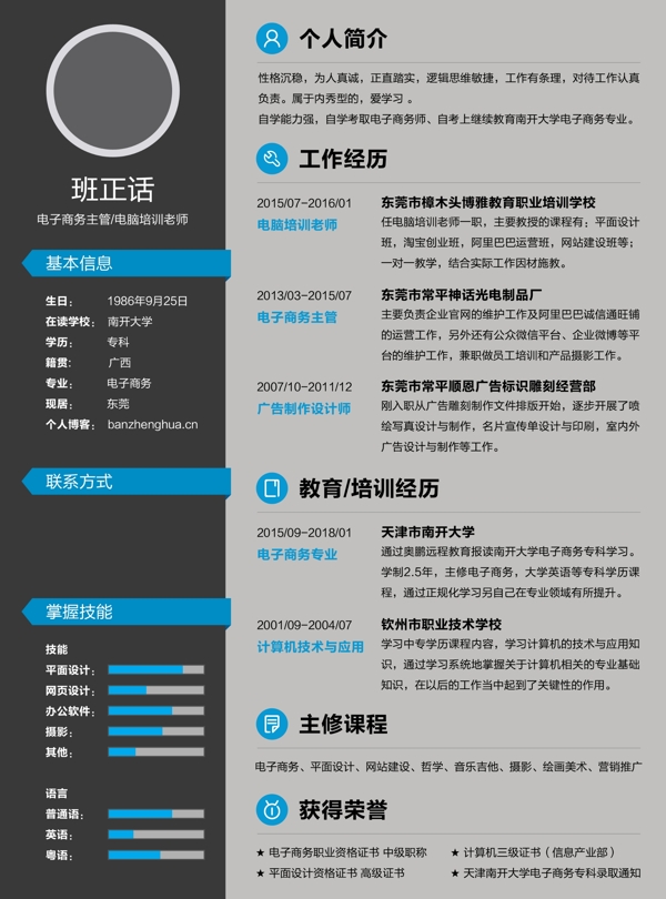 護(hù)士個(gè)人簡(jiǎn)歷封面模板
