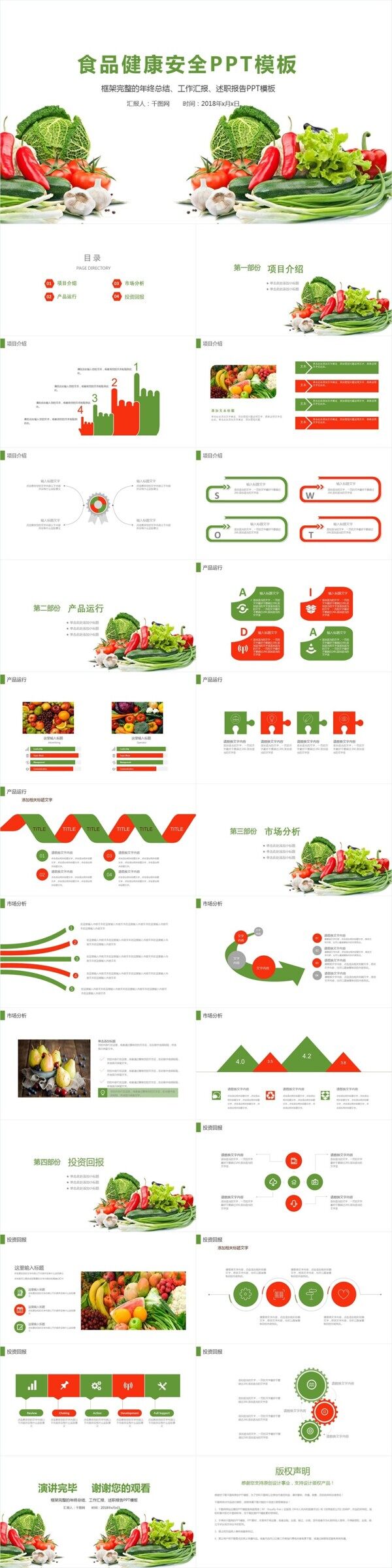 绿色蔬菜果蔬农副产品推广宣传PPT模板