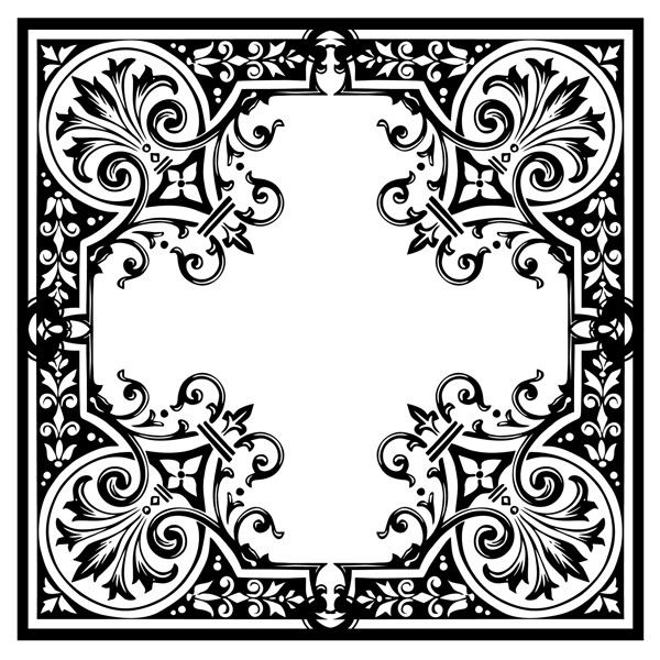 中國(guó)風(fēng)黑色古典花紋裝飾素材設(shè)計(jì)