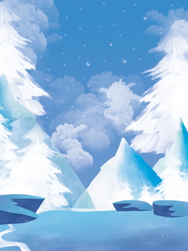 立冬节水彩手绘风景背景