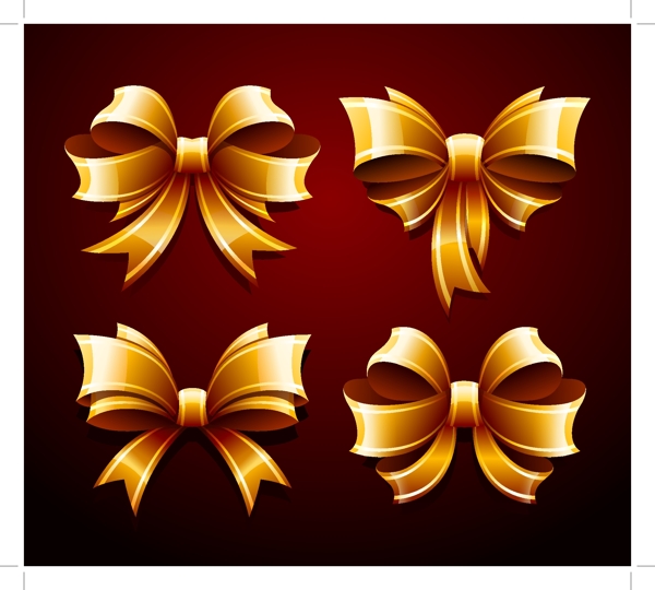 金色蝴蝶結(jié)裝飾設(shè)計矢量素材
