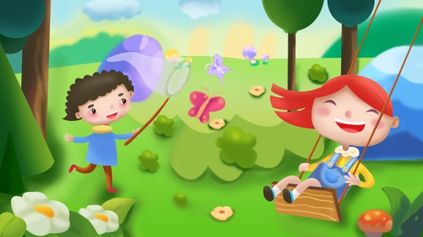 兒童節(jié)可愛唯美小清新插畫