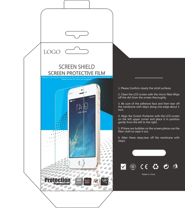 手机保护膜包装设计蓝色炫酷科技包装