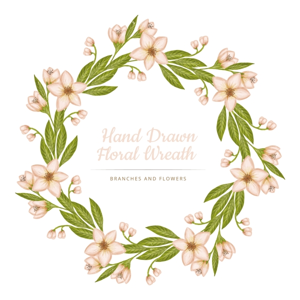 粉紅色的花和綠葉的花環(huán)