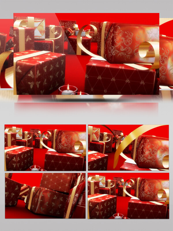 温馨圣诞红色蜡烛礼物节日喜庆视频素材