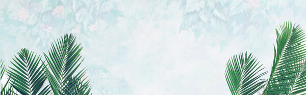 清新綠色植物淘寶全屏banner背景