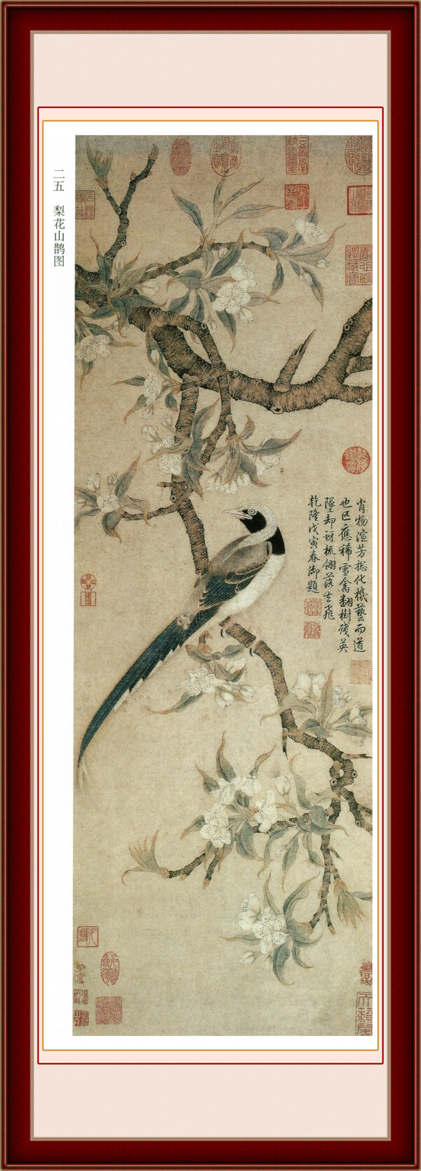 工筆畫梨花山雀圖圖片