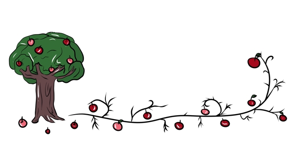 树木果食分割线插画