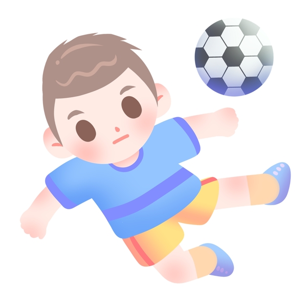 小小运动员踢球男孩