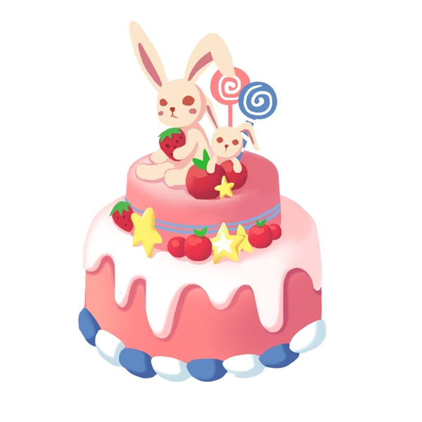 兔子蛋糕插画图片