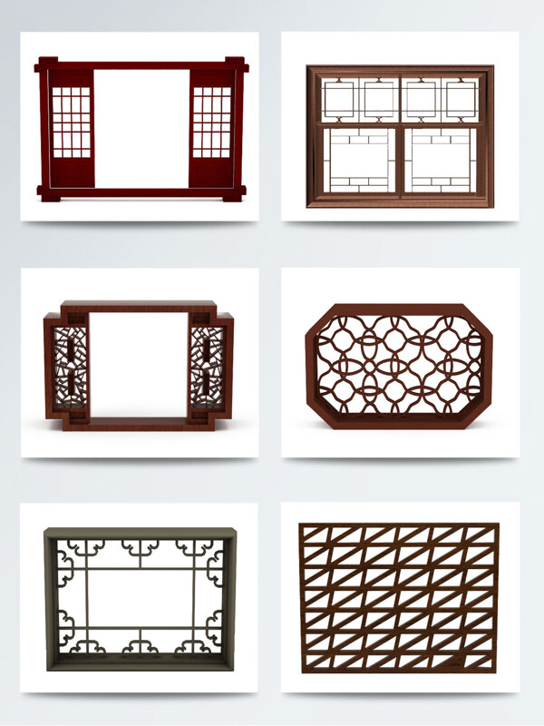 中国风木质古典窗户PNG素材