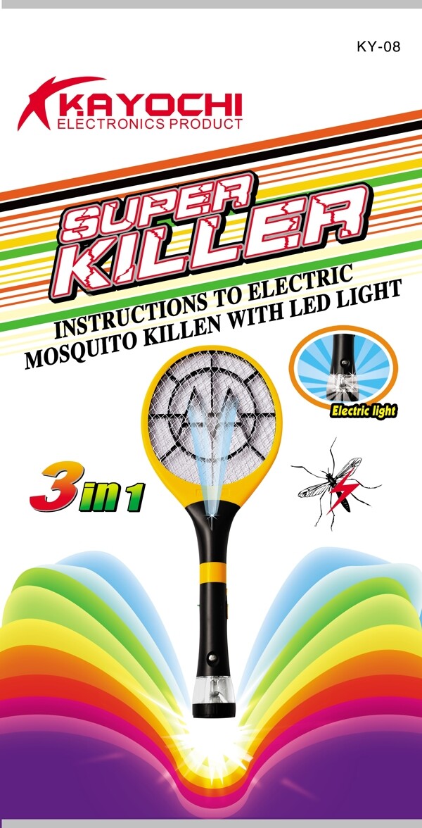 灭蚊电蚊拍展示图效果英文海报图片