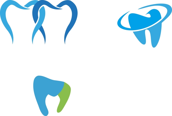 蓝色绿色牙齿logo图标ai格式设计
