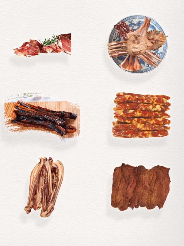中式传统飘香美味腊味食品装饰图案