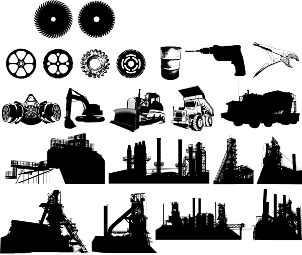矢量欧美创意黑白图案工业元素
