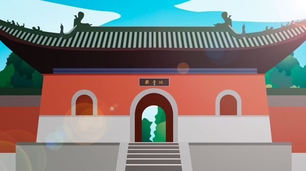 中国风历史建筑比干庙