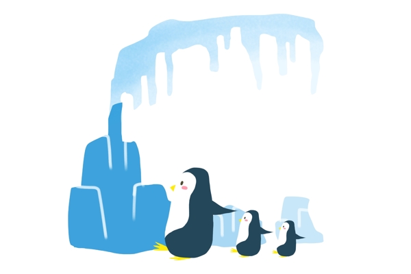 北极企鹅冰雪边框